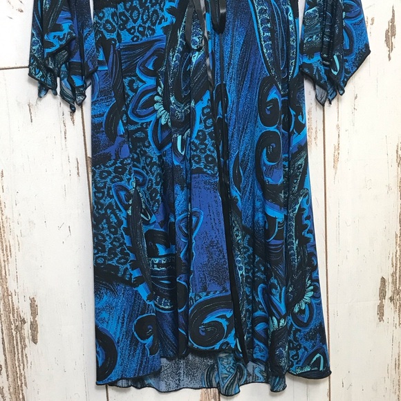 Lace Blue Black Flow Swing Corset Flattering Dress - Picture 4 of 5